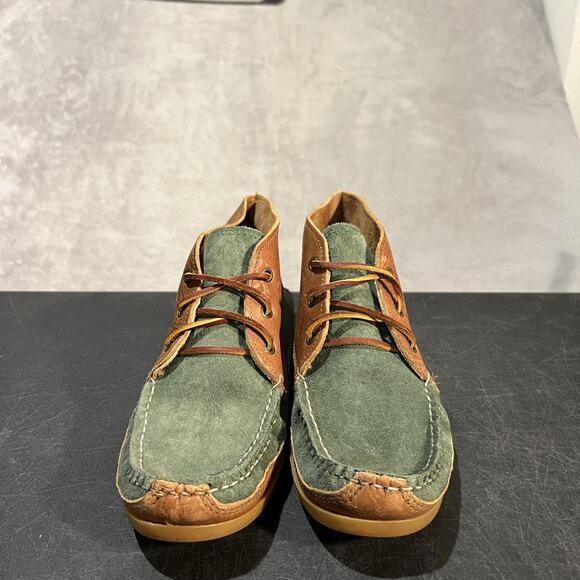 Quoddy Handsewn Boots Mens Size 9.5 Green Suede Brown Leather Moc Toe Chukka main image 10